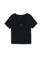 Women's Basic Lace Square Neck Slim Semi Crop T-shirts