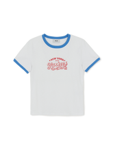 Women's Varsity Lettering Slim Slub Ringer T-shirts