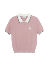 Women's Varsity Color Block Polo Short Sleeve Knit Pullover