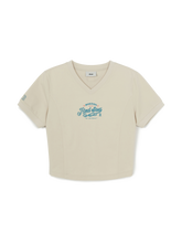 Women's V-neck Letter Crop T-shirts
