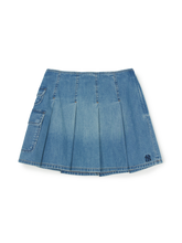 Women's Varsity Vintage Denim Cargo Pleated Skirt