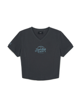 Women's V-neck Letter Crop T-shirts