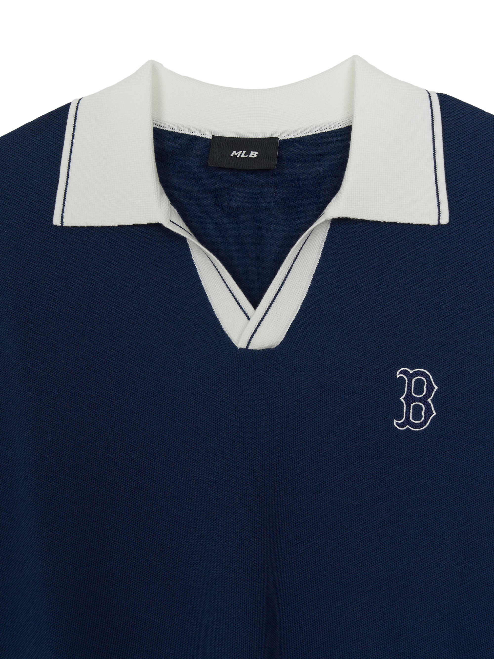 Varsity Tuck Texture Open Collar Short Sleeve Knit Pullover