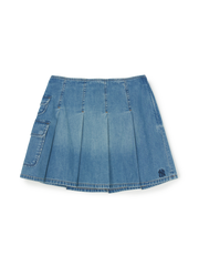 Women's Varsity Vintage Denim Cargo Pleated Skirt